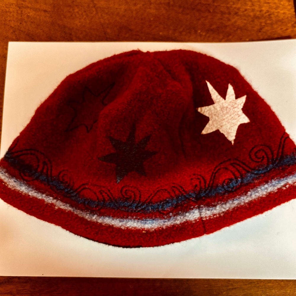 Red White and Blue Wool Beanie Hat - Picture 2 of 7